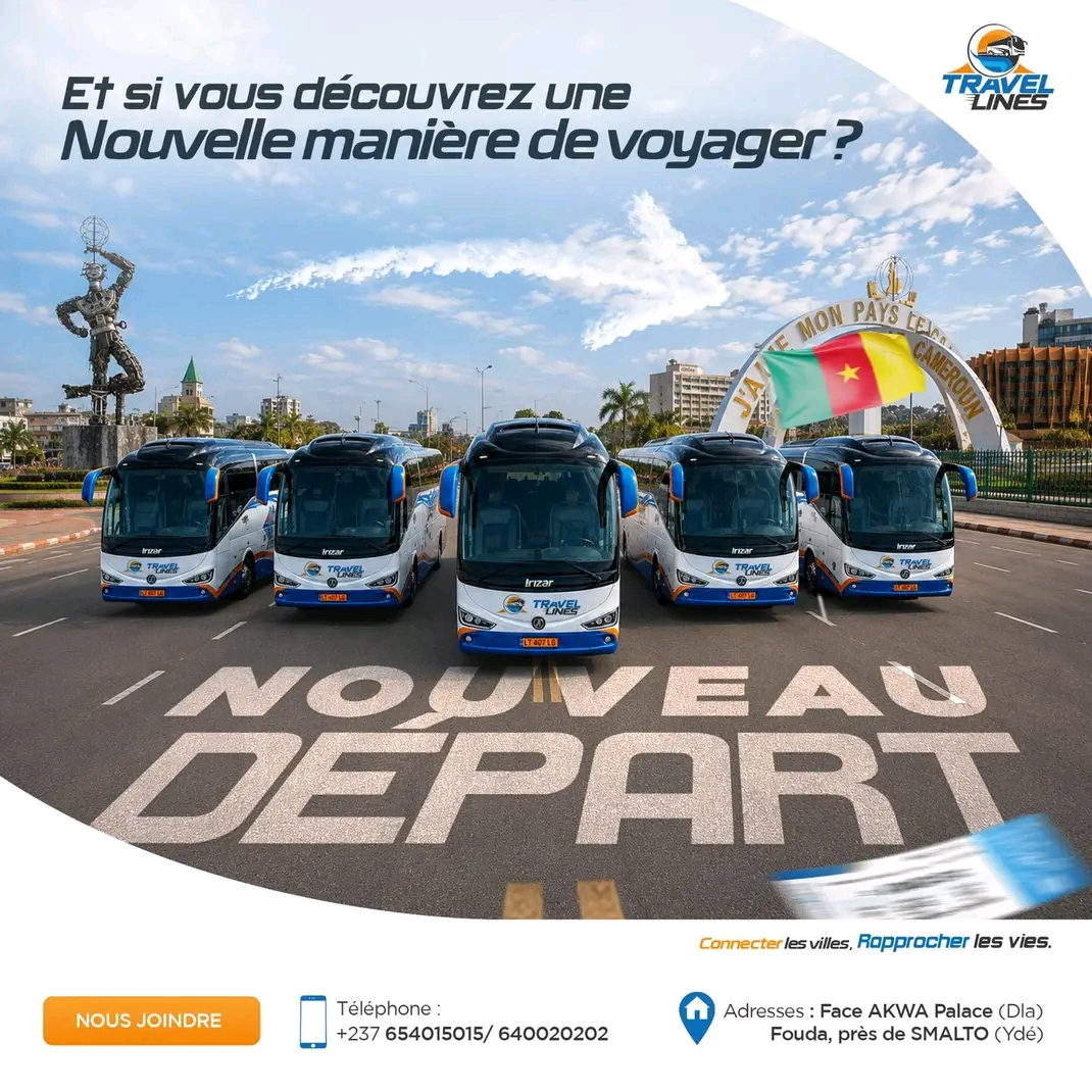 Flotte de bus TRAVEL LINES sur la route Douala – Yaoundé