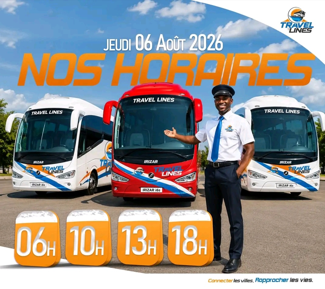 Affiche des horaires TRAVEL LINES : 06h, 10h, 13h et 18h